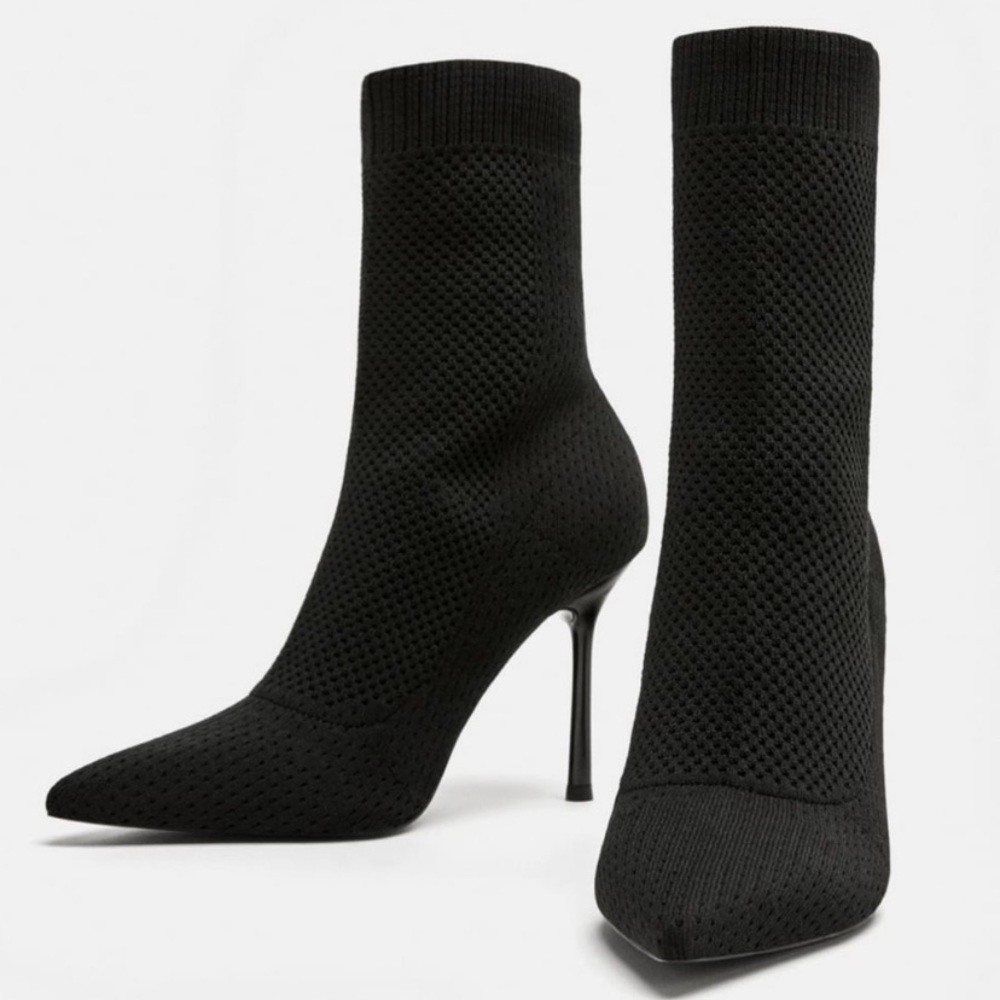 SALE! Zara Stretch Fabric Heeled Ankle Boots NEW